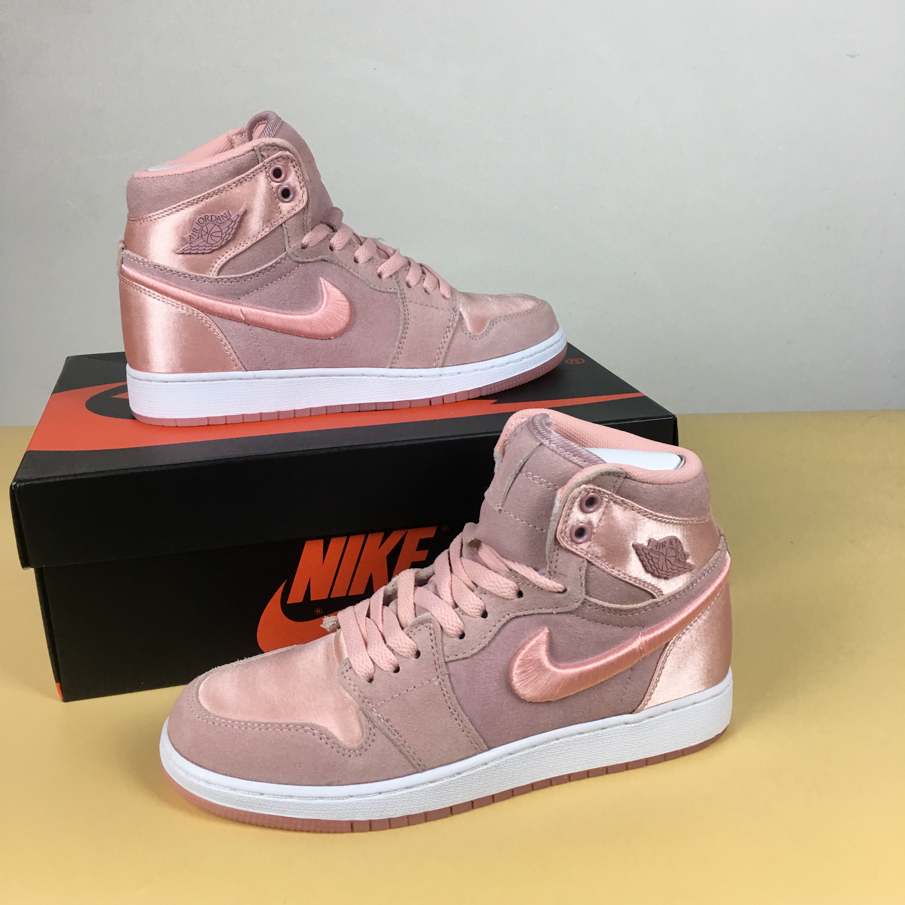 New Air Jordan 1 Satin Pink White Shoes For Women